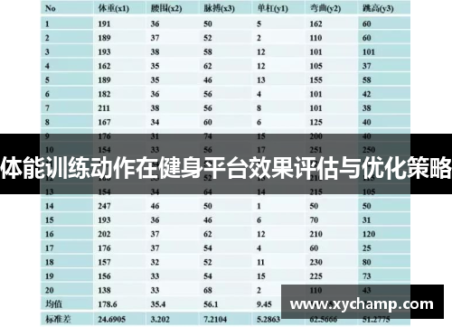体能训练动作在健身平台效果评估与优化策略